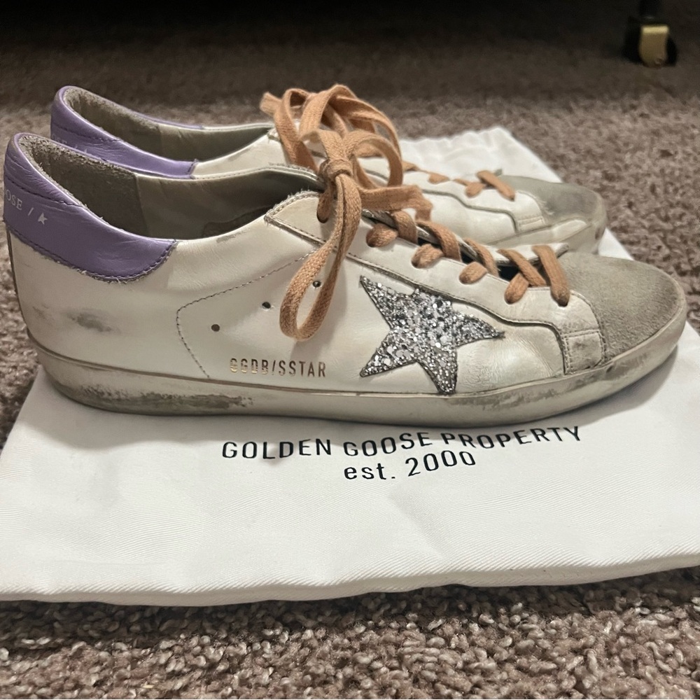 Golden Goose Women's White and Lavender Sneakers